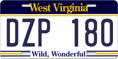 WV license plate DZP180