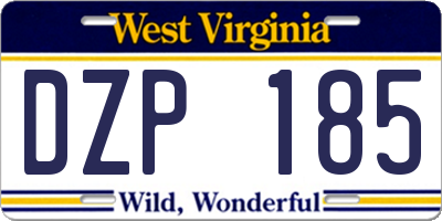 WV license plate DZP185