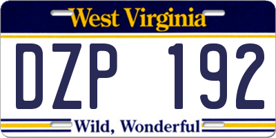 WV license plate DZP192