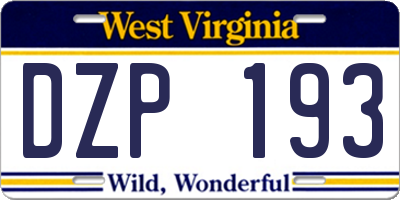 WV license plate DZP193