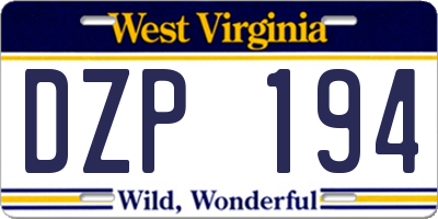 WV license plate DZP194