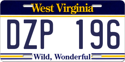 WV license plate DZP196