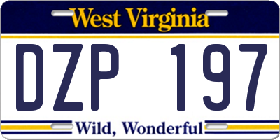 WV license plate DZP197