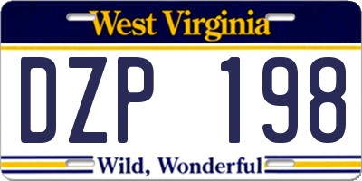 WV license plate DZP198