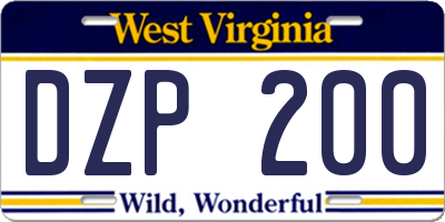 WV license plate DZP200