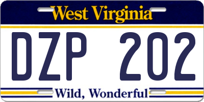 WV license plate DZP202