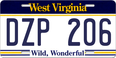 WV license plate DZP206