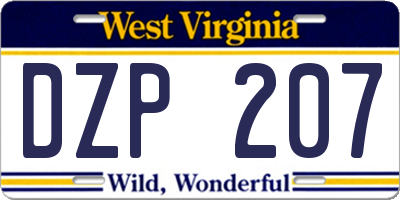 WV license plate DZP207