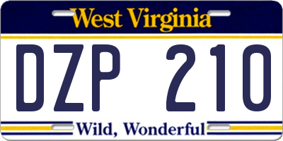 WV license plate DZP210