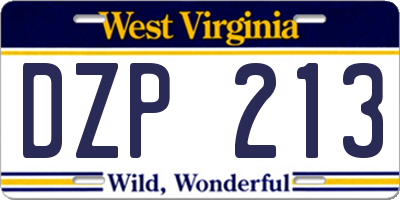 WV license plate DZP213