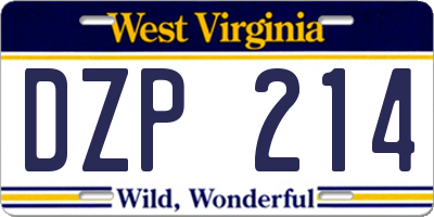 WV license plate DZP214