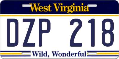 WV license plate DZP218