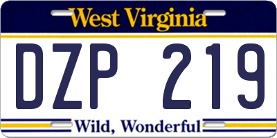 WV license plate DZP219