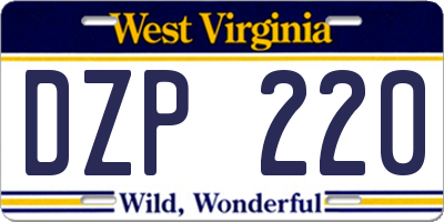 WV license plate DZP220