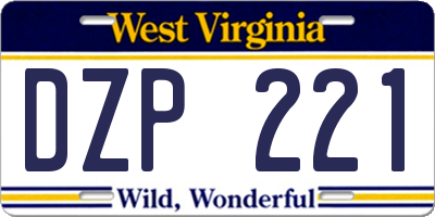 WV license plate DZP221