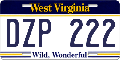 WV license plate DZP222