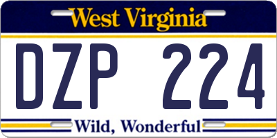 WV license plate DZP224