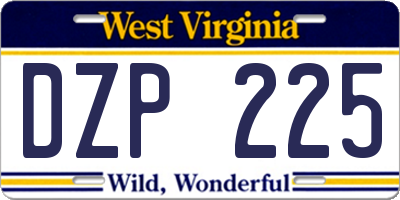 WV license plate DZP225