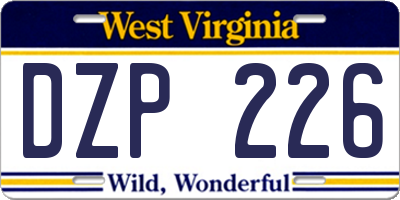 WV license plate DZP226