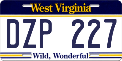 WV license plate DZP227