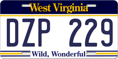 WV license plate DZP229