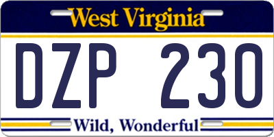 WV license plate DZP230