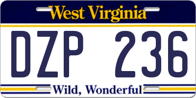 WV license plate DZP236