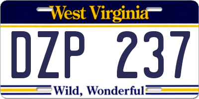 WV license plate DZP237