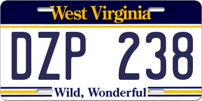 WV license plate DZP238