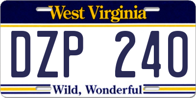 WV license plate DZP240