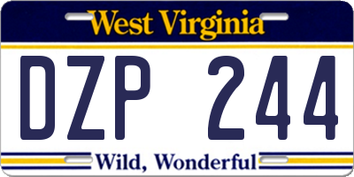 WV license plate DZP244