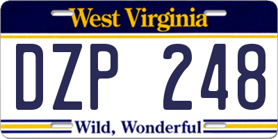 WV license plate DZP248