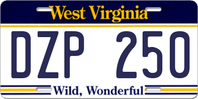 WV license plate DZP250