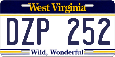 WV license plate DZP252