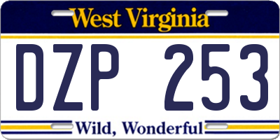 WV license plate DZP253