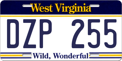 WV license plate DZP255