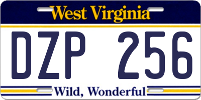 WV license plate DZP256