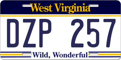 WV license plate DZP257