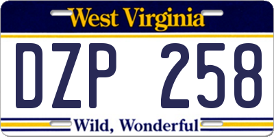 WV license plate DZP258
