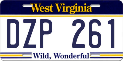 WV license plate DZP261