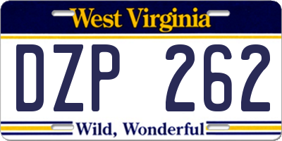 WV license plate DZP262