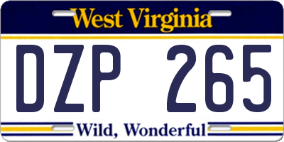 WV license plate DZP265