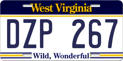 WV license plate DZP267