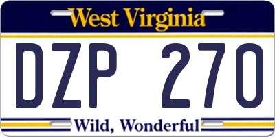WV license plate DZP270