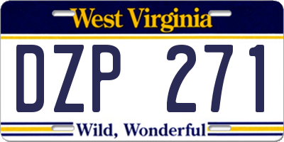 WV license plate DZP271