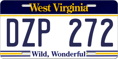 WV license plate DZP272