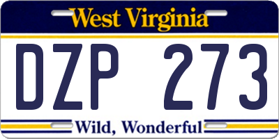 WV license plate DZP273