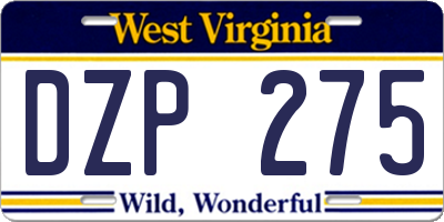 WV license plate DZP275