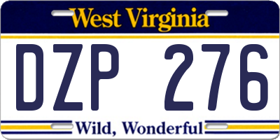 WV license plate DZP276