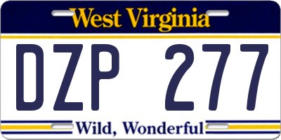 WV license plate DZP277